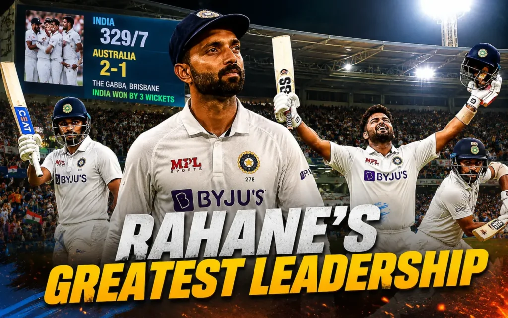 Ajinkya Rahane’s Gabba Leadership: Why the 2021 Australia Series Still Defines His Legacy Ajinkya Rahane leading India during the historic Gabba Test victory over Australia in the 2021 Border-Gavaskar Trophy series.